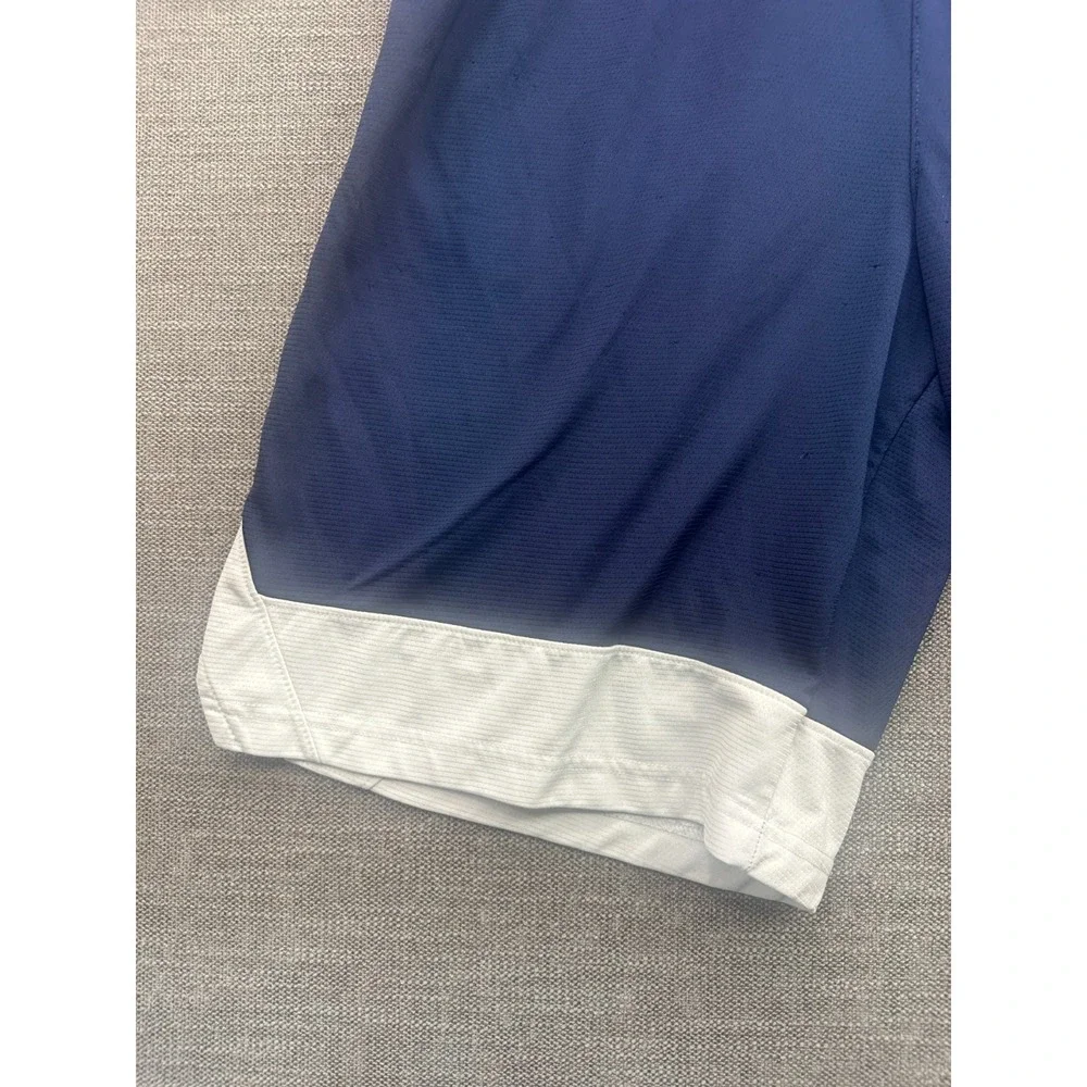 Nike Dri Fit Shorts Mens Large Blue Training Activewear Ankle Slit Swoosh Logo